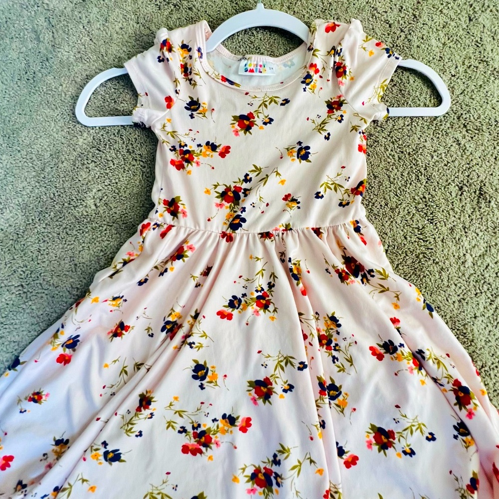 Dot Dot Smile Pink twirl Dress- DDS Cap style dress Size 3/4